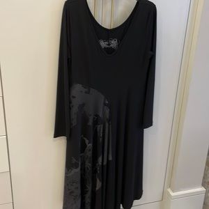 Black long sleeve jersey dress by designer Lauren Vidal